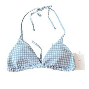 NWT Andie The String Bikini Top Gingham Plaid Large